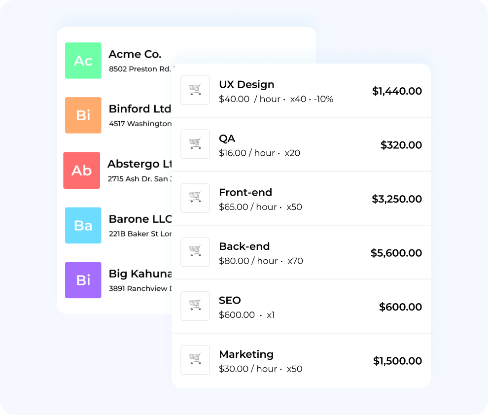 Save Items and Client